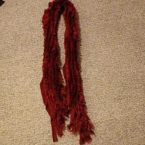 Elegant Red Fringe Scarf